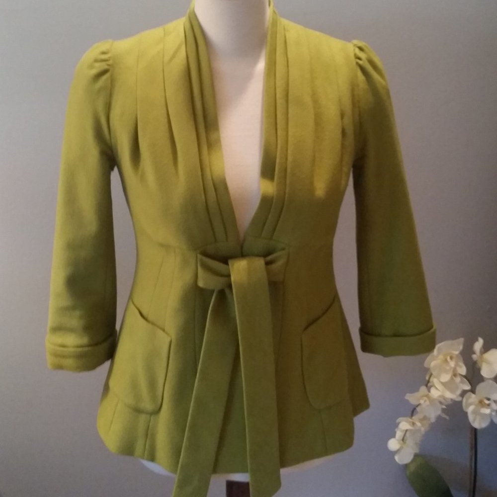 Vintage Ted Baker London cashmere virgin wool chartreuse jacket/blazer